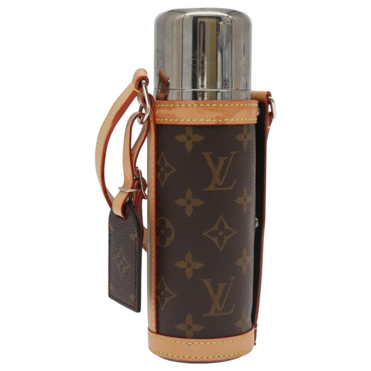 LOUIS VUITTON Monogram Flask Holder Water Bottle GI0518 LV Auth 105346