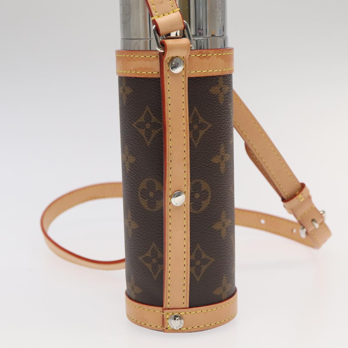 LOUIS VUITTON Monogram Flask Holder Water Bottle GI0518 LV Auth 105346