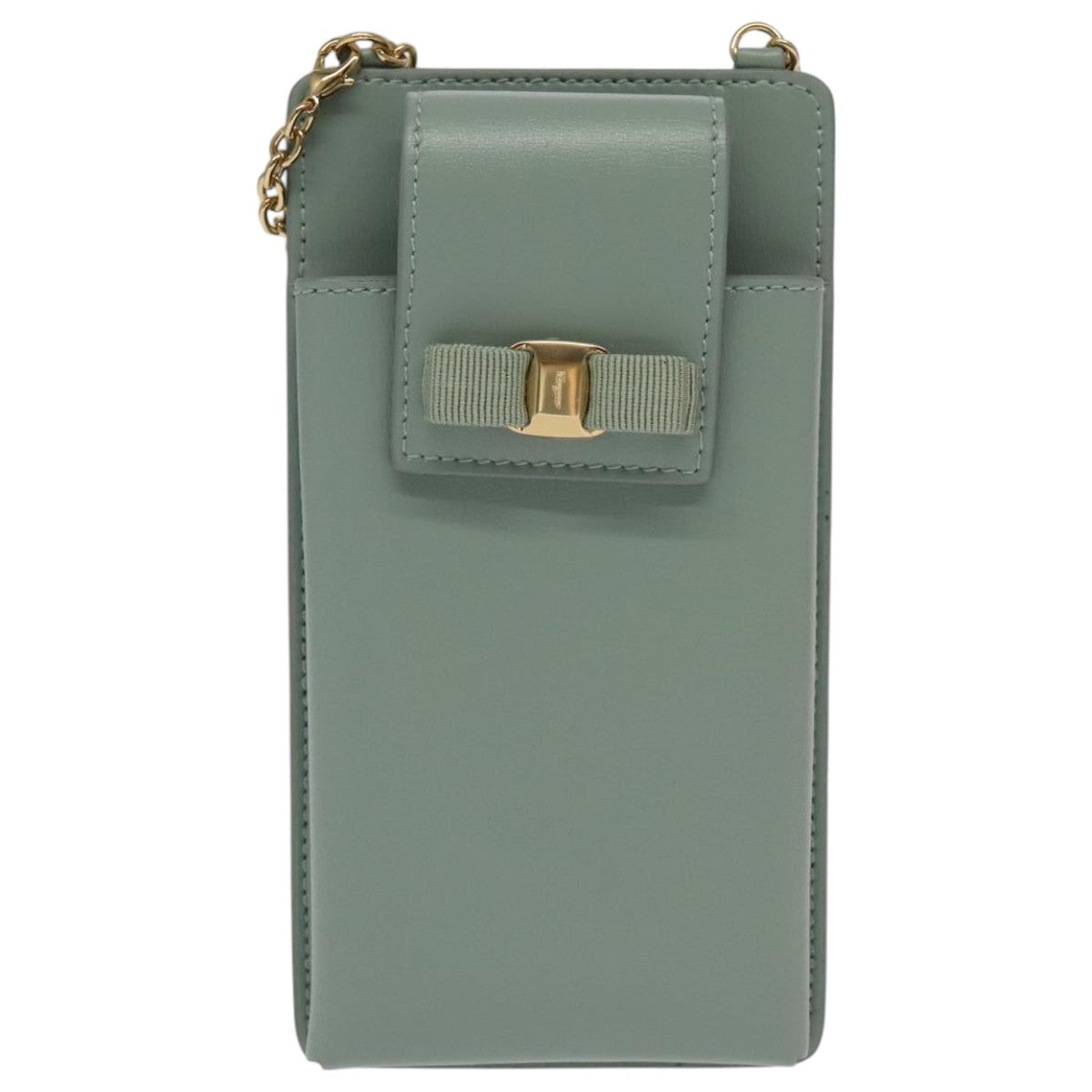 Salvatore Ferragamo Smartphone Holder Shoulder Bag Leather Blue Auth 105369V