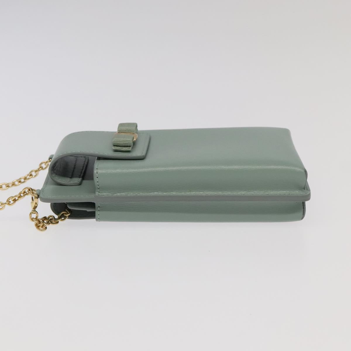 Salvatore Ferragamo Smartphone Holder Shoulder Bag Leather Blue Auth 105369V