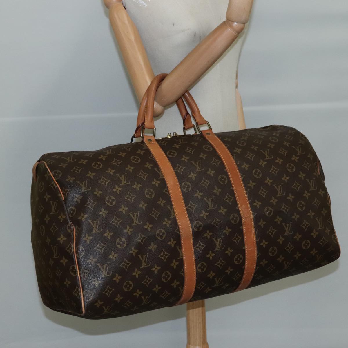 LOUIS VUITTON Monogram Keepall 55 Boston Bag M41424 LV Auth 105412