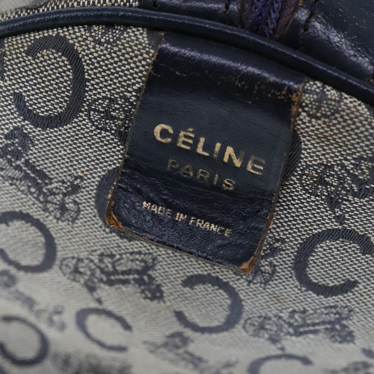 CELINE C Macadam Canvas Hand Bag Navy Auth 105423