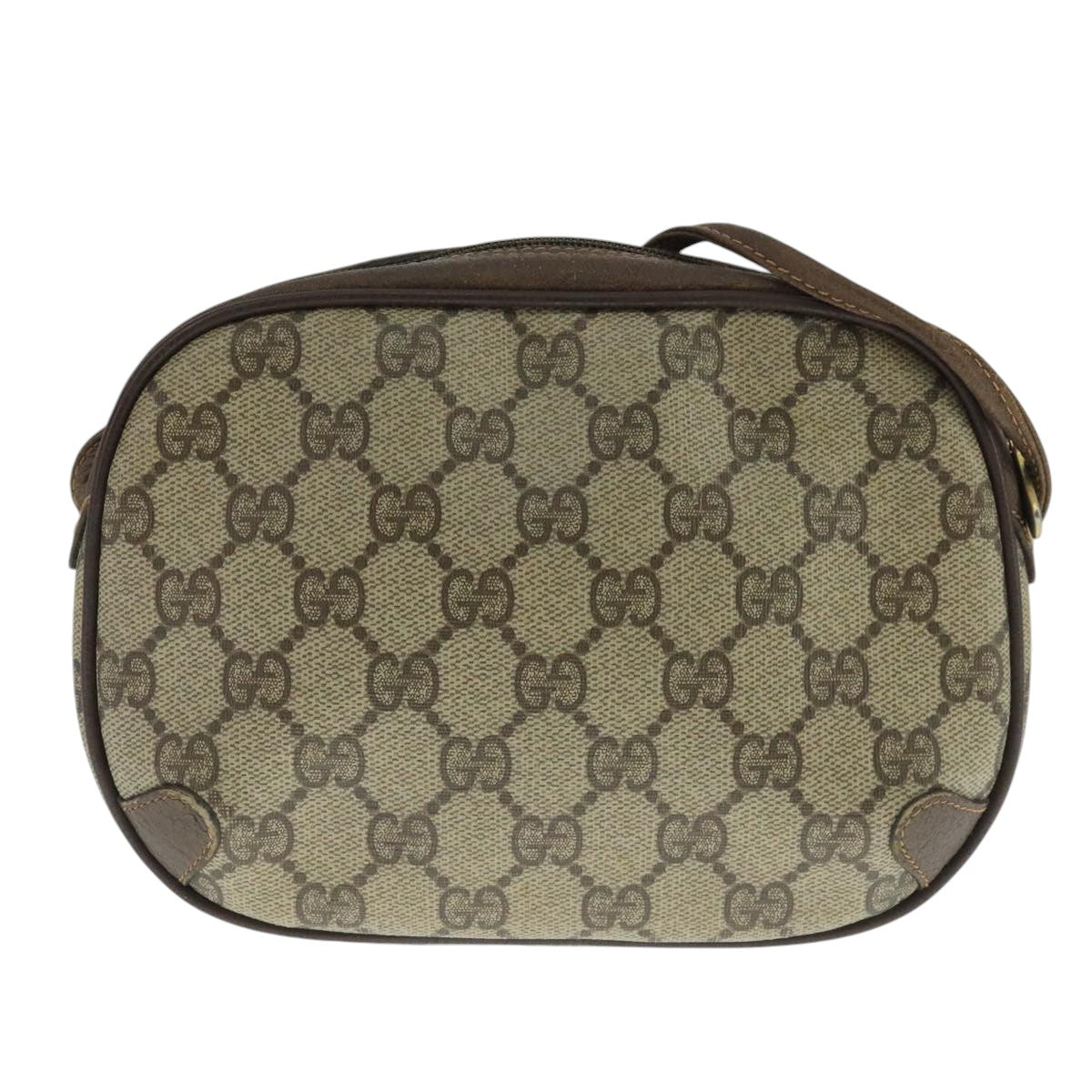 GUCCI Web Sherry Line GG Supreme Shoulder Bag PVC Beige 89 02 066 Auth 105476