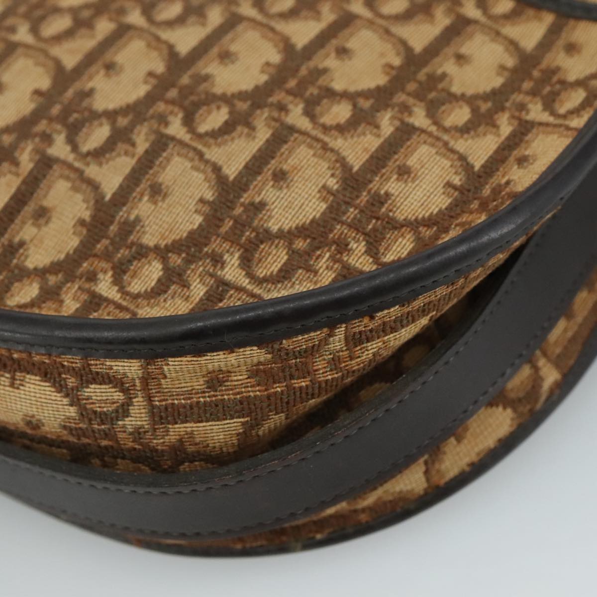 Christian Dior Trotter Canvas Shoulder Bag Brown Auth 105487