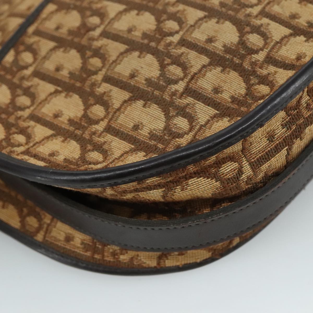 Christian Dior Trotter Canvas Shoulder Bag Brown Auth 105487