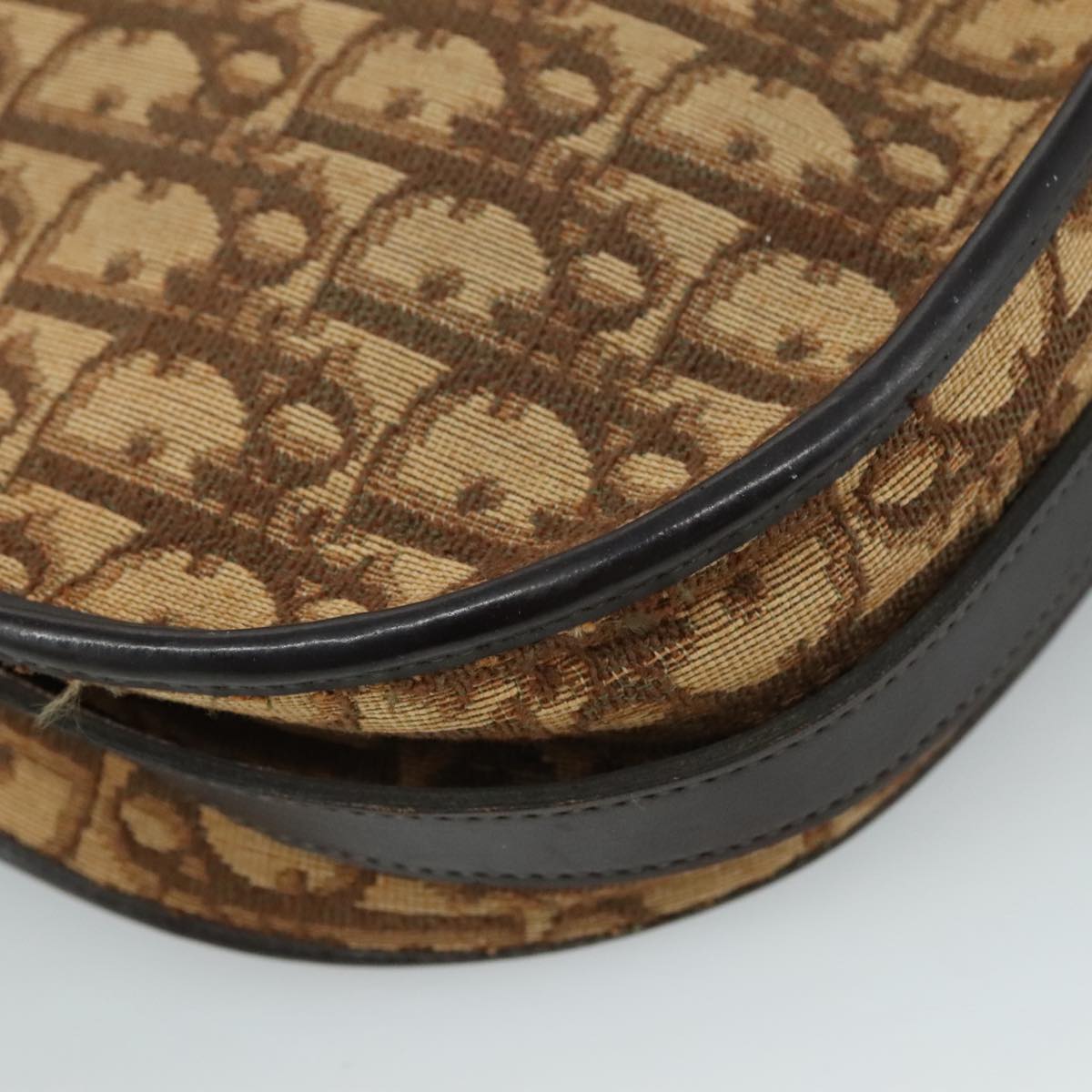 Christian Dior Trotter Canvas Shoulder Bag Brown Auth 105487
