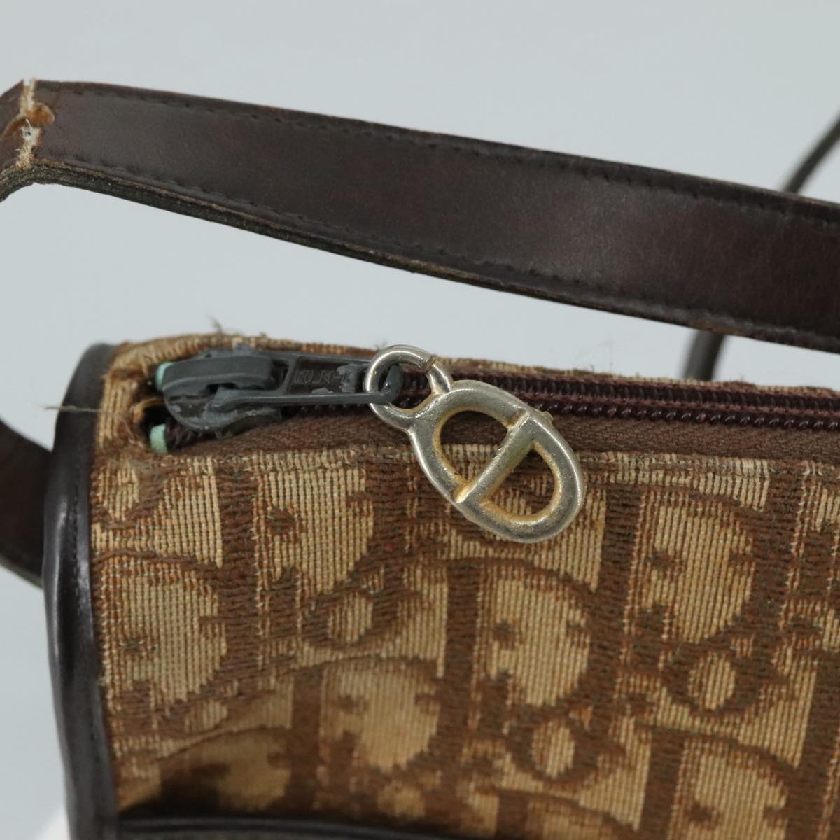 Christian Dior Trotter Canvas Shoulder Bag Brown Auth 105487