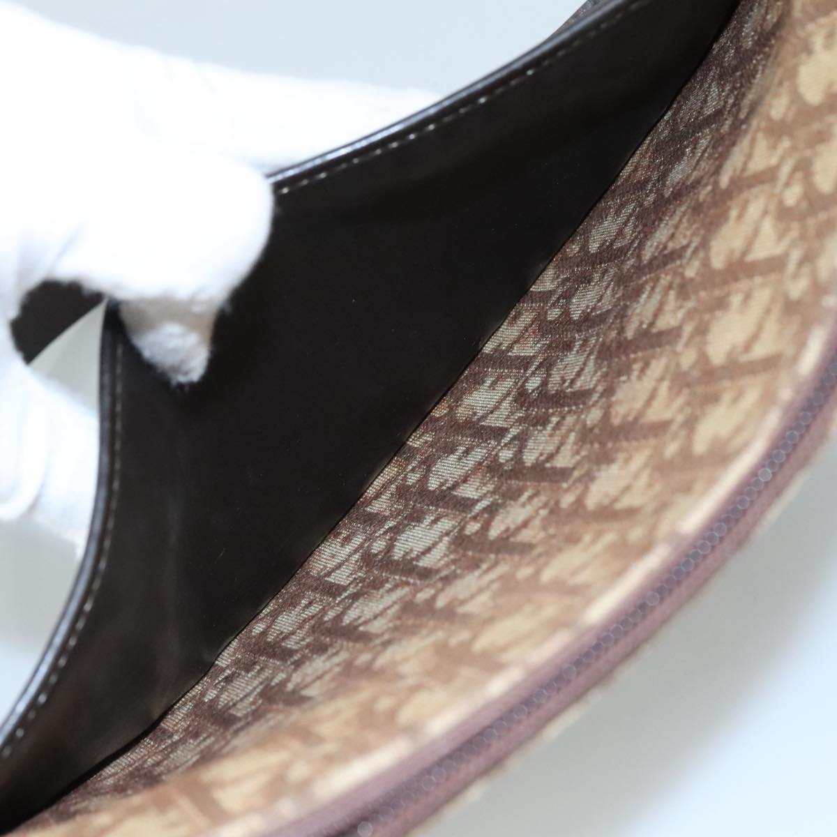 Christian Dior Trotter Canvas Shoulder Bag Brown Auth 105487