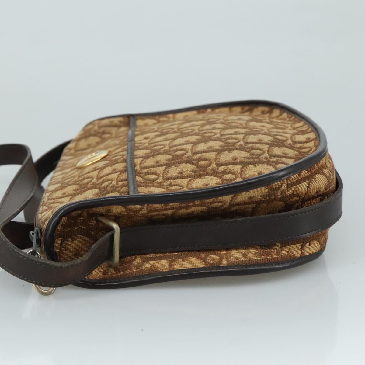 Christian Dior Trotter Canvas Shoulder Bag Brown Auth 105487