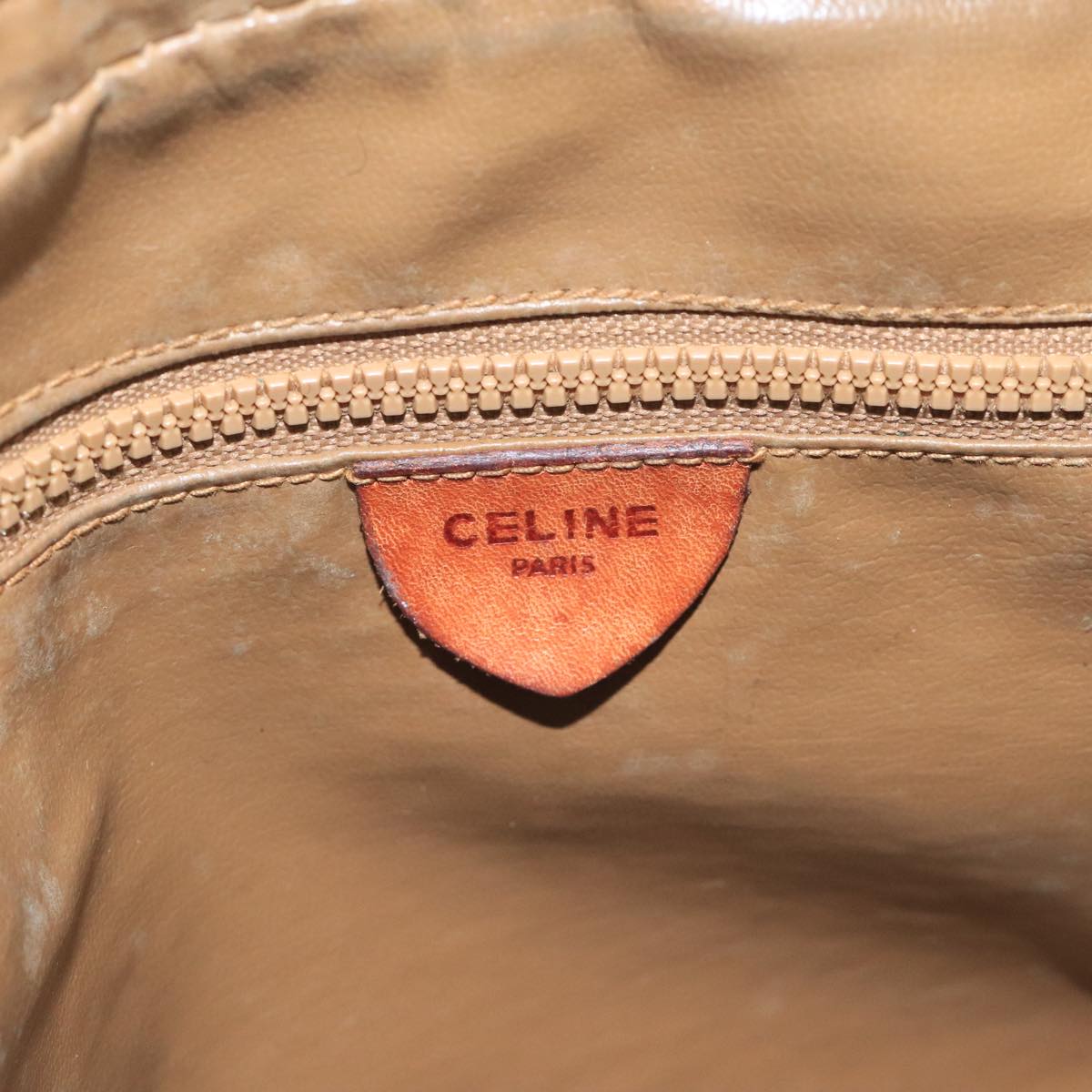 CELINE Macadam Canvas Shoulder Bag Beige Auth 105489