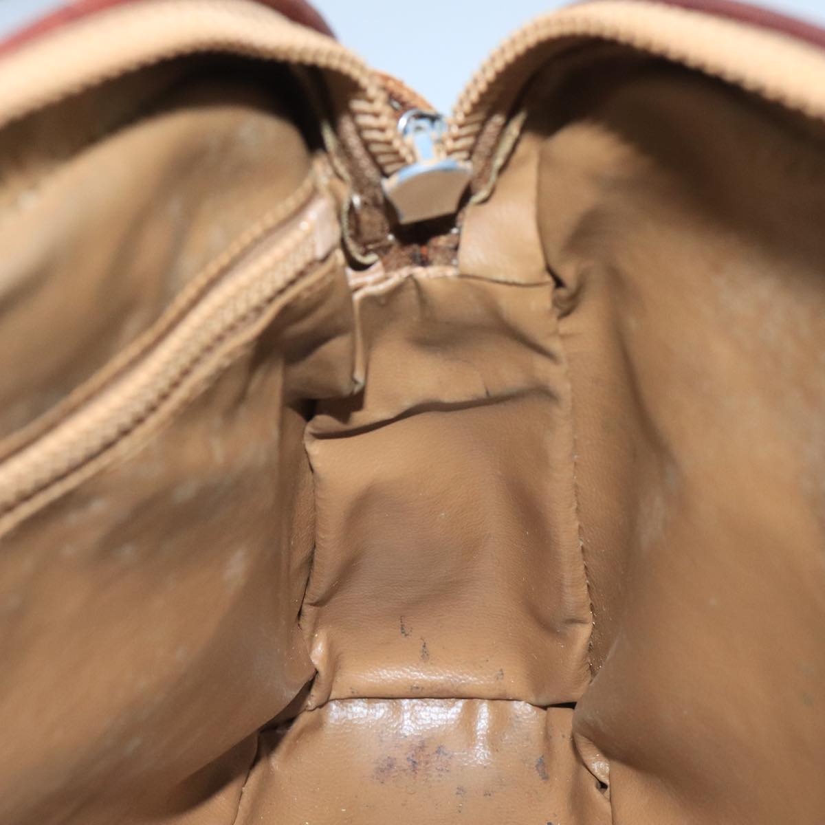 CELINE Macadam Canvas Shoulder Bag Beige Auth 105489