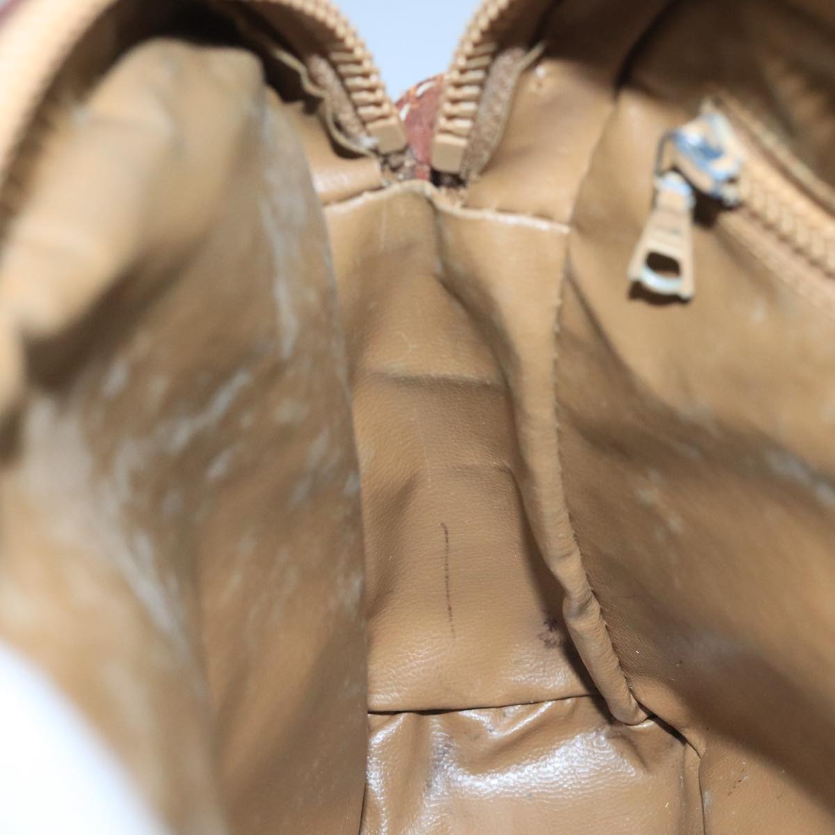 CELINE Macadam Canvas Shoulder Bag Beige Auth 105489