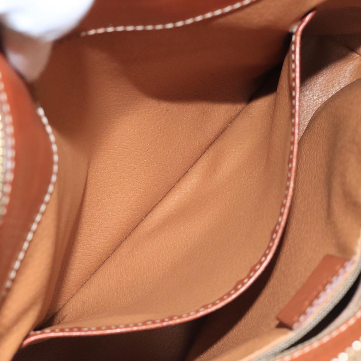 CELINE Macadam Canvas Hand Bag PVC Leather Brown Gold Auth 105491