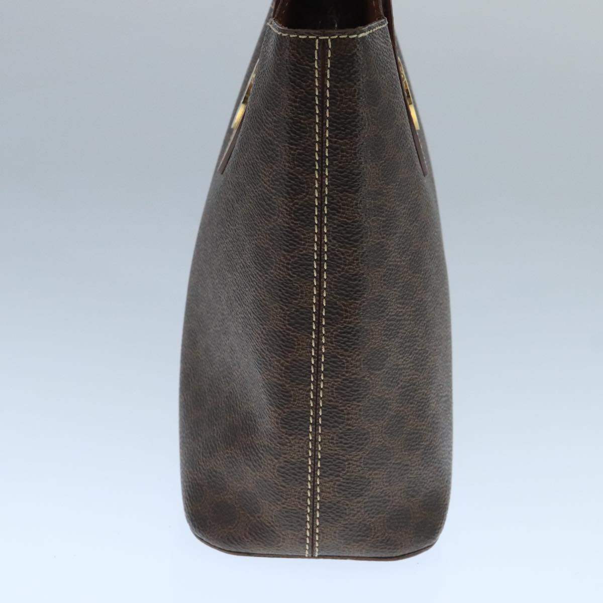 CELINE Macadam Canvas Hand Bag PVC Leather Brown Gold Auth 105491