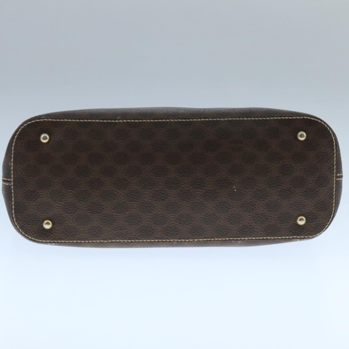 CELINE Macadam Canvas Hand Bag PVC Leather Brown Gold Auth 105491