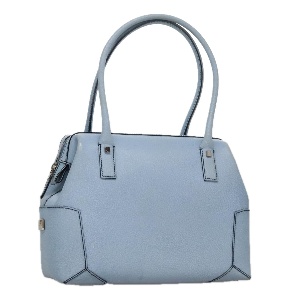Salvatore Ferragamo Hand Bag Leather Light Blue Auth 105502