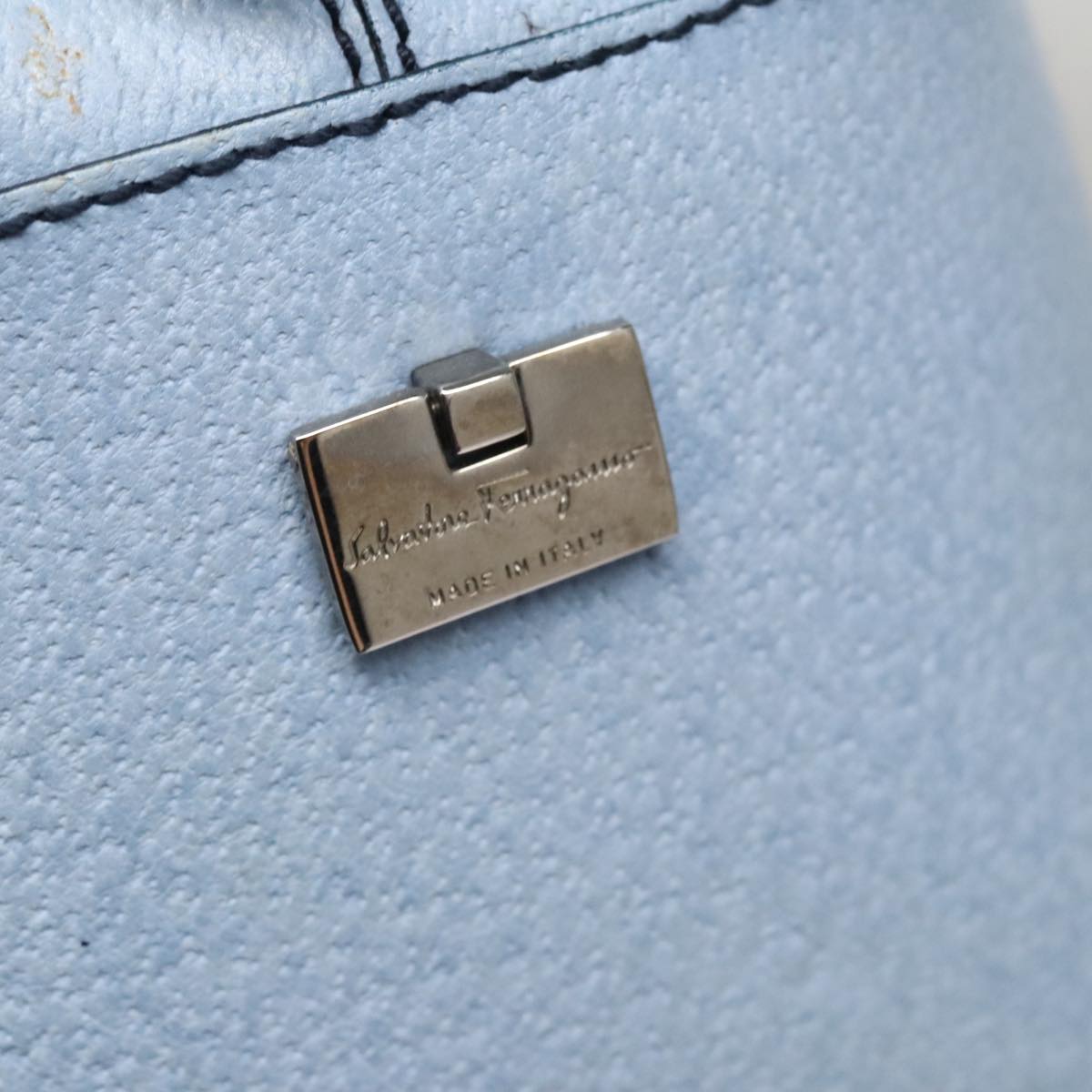 Salvatore Ferragamo Hand Bag Leather Light Blue Auth 105502