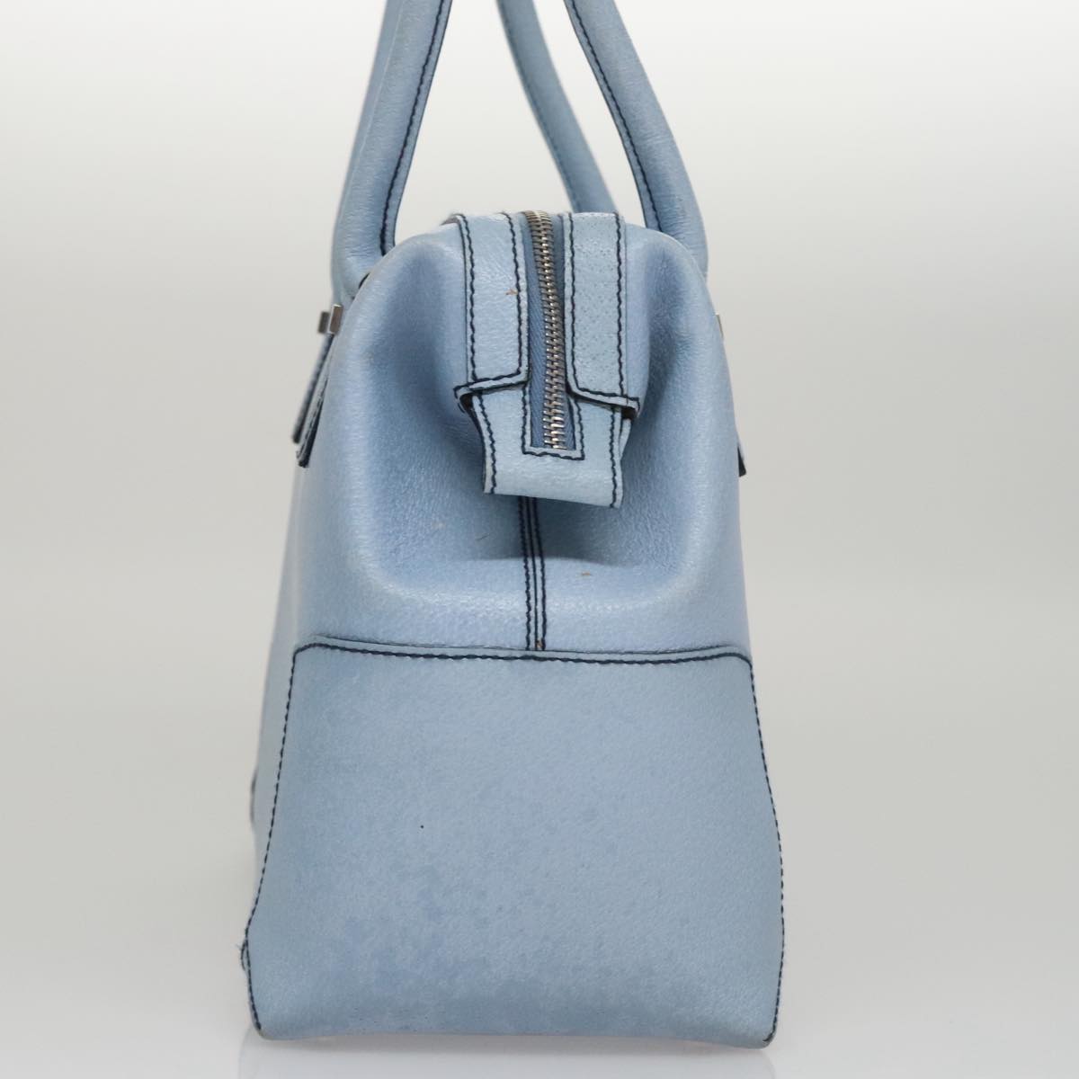 Salvatore Ferragamo Hand Bag Leather Light Blue Auth 105502
