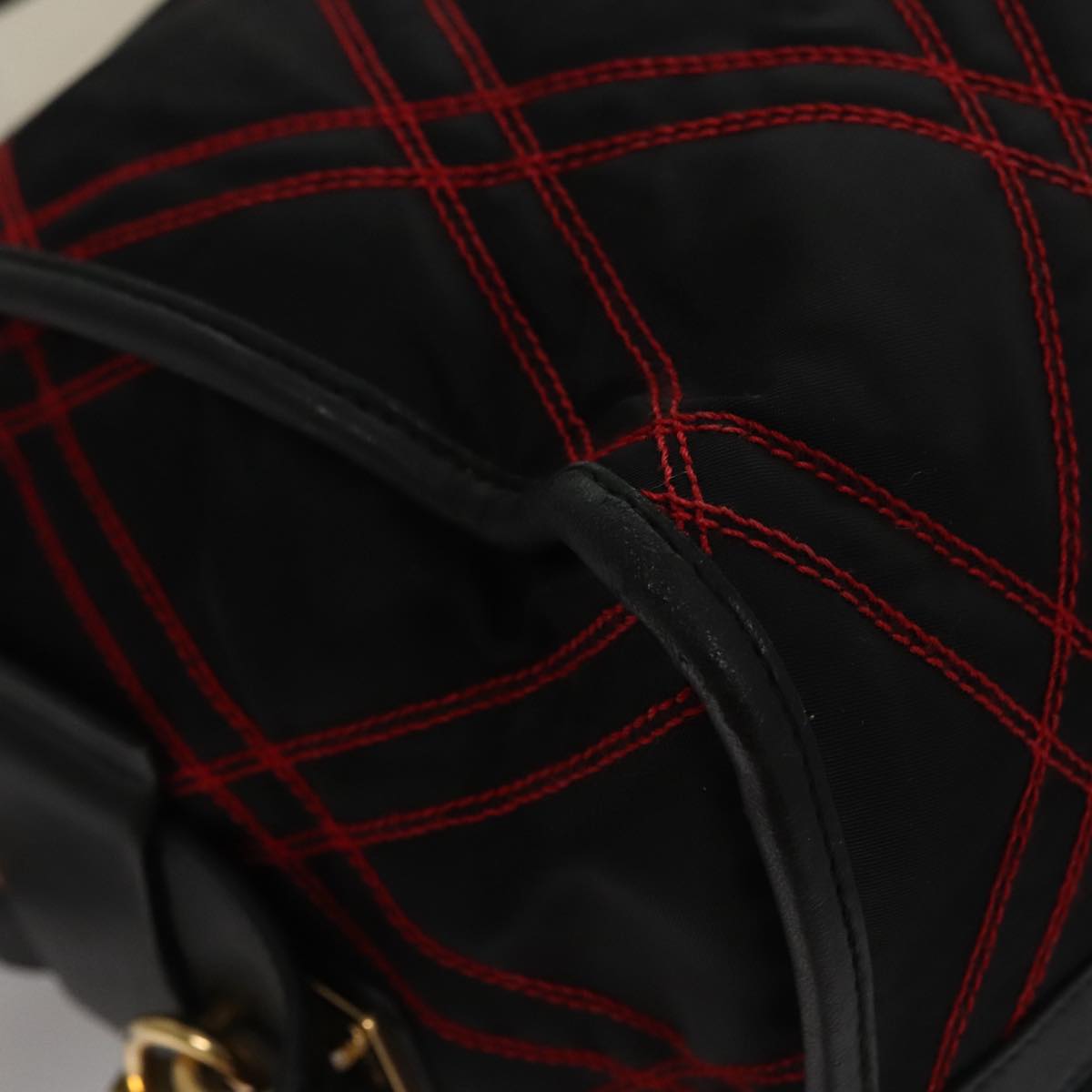 PRADA Hand Bag Nylon Black Red white Auth 105507V