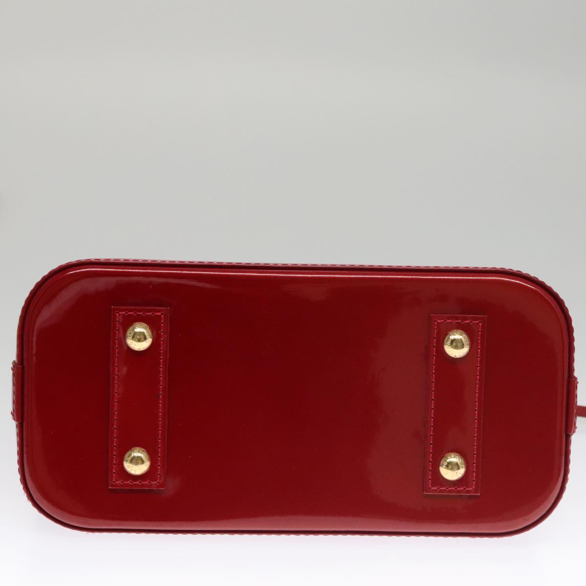 LOUIS VUITTON Vernis Rayure Alma BB Bag 2way Pomme D'amour M91593 Auth 105512AV