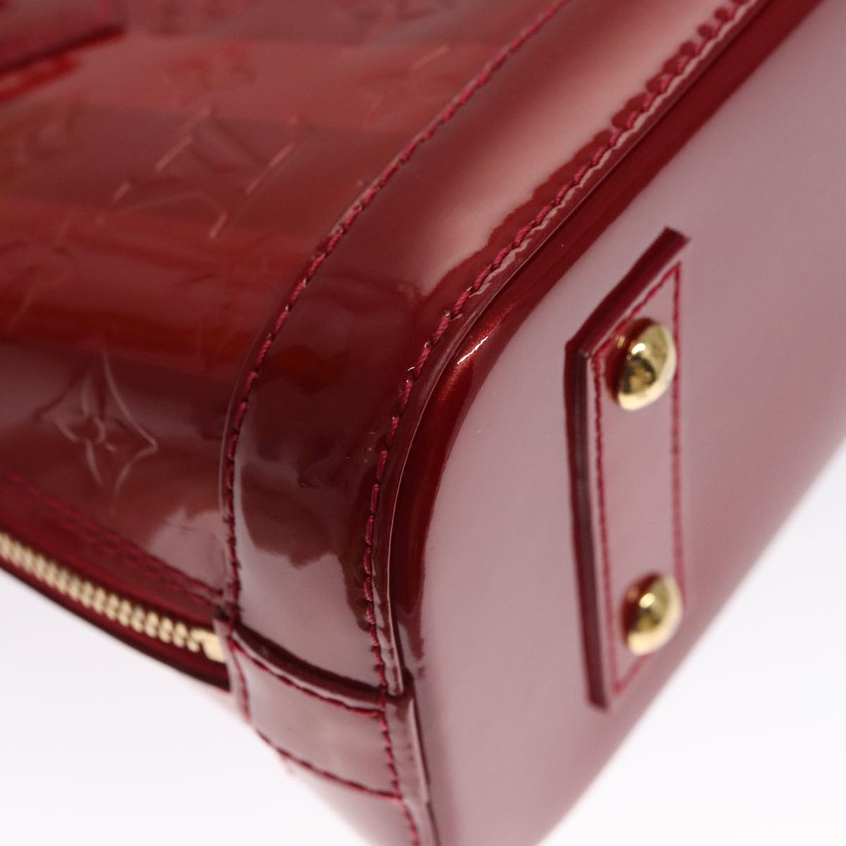 LOUIS VUITTON Vernis Rayure Alma BB Bag 2way Pomme D'amour M91593 Auth 105512AV