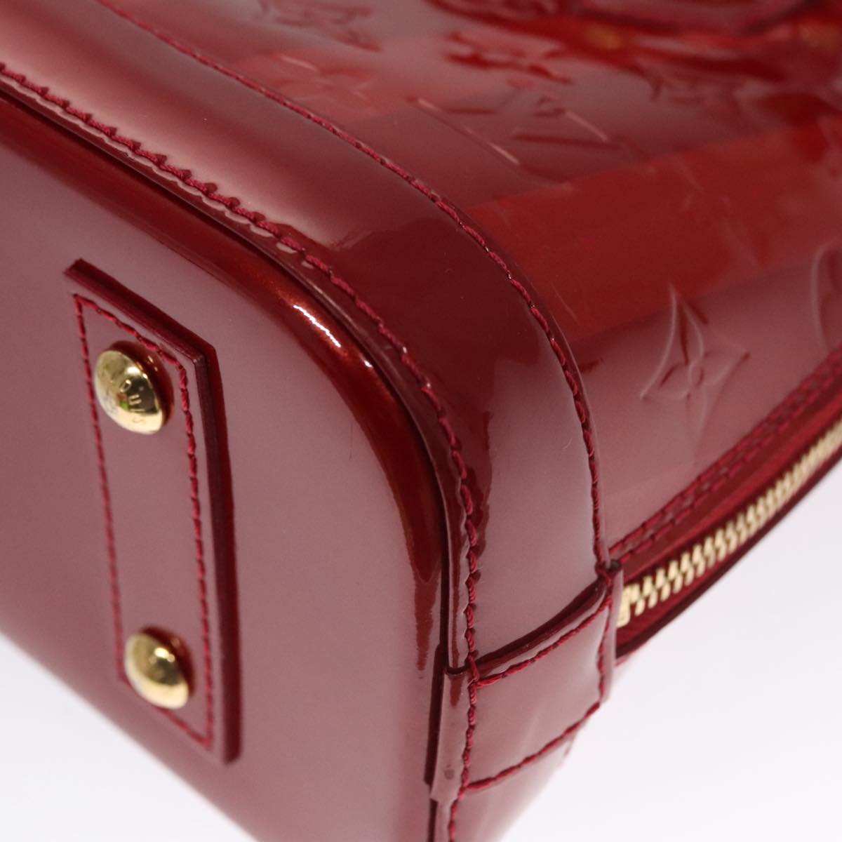 LOUIS VUITTON Vernis Rayure Alma BB Bag 2way Pomme D'amour M91593 Auth 105512AV