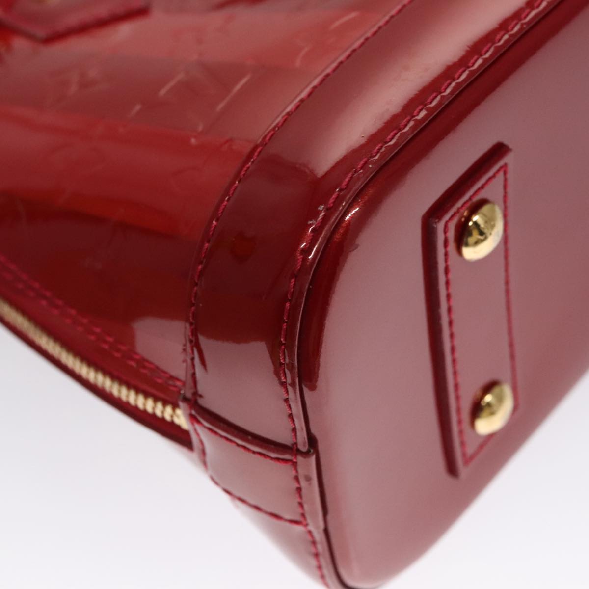 LOUIS VUITTON Vernis Rayure Alma BB Bag 2way Pomme D'amour M91593 Auth 105512AV