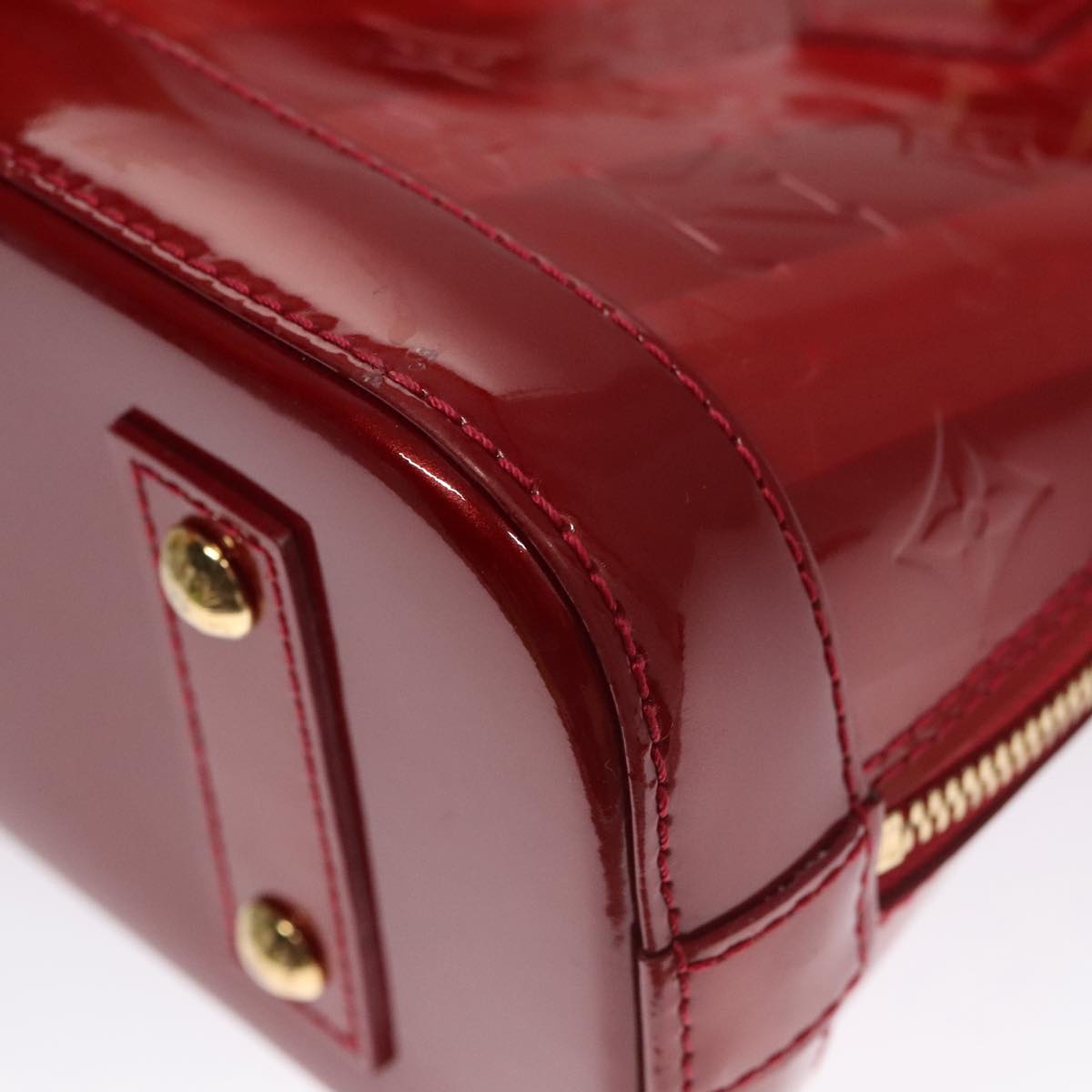 LOUIS VUITTON Vernis Rayure Alma BB Bag 2way Pomme D'amour M91593 Auth 105512AV