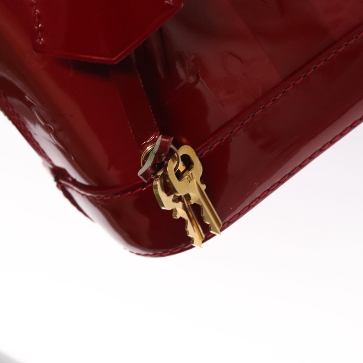 LOUIS VUITTON Vernis Rayure Alma BB Bag 2way Pomme D'amour M91593 Auth 105512AV