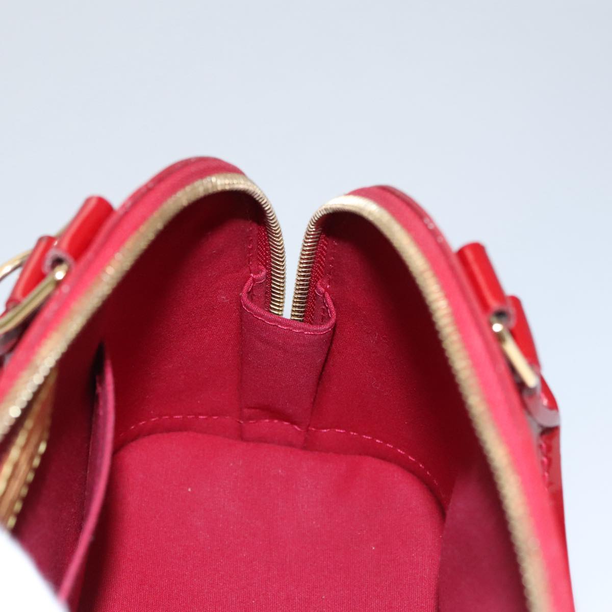 LOUIS VUITTON Vernis Rayure Alma BB Bag 2way Pomme D'amour M91593 Auth 105512AV