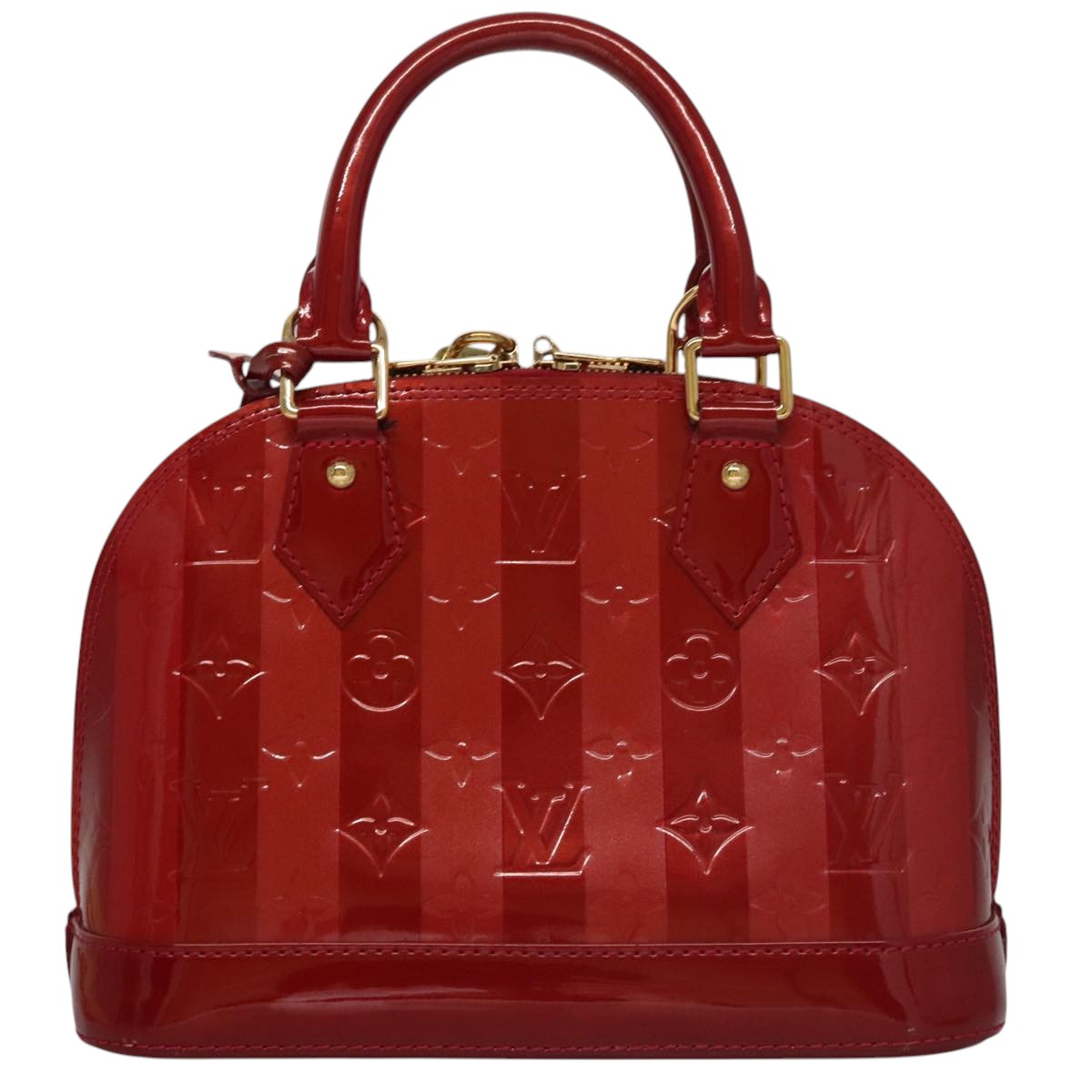 LOUIS VUITTON Vernis Rayure Alma BB Bag 2way Pomme D'amour M91593 Auth 105512AV