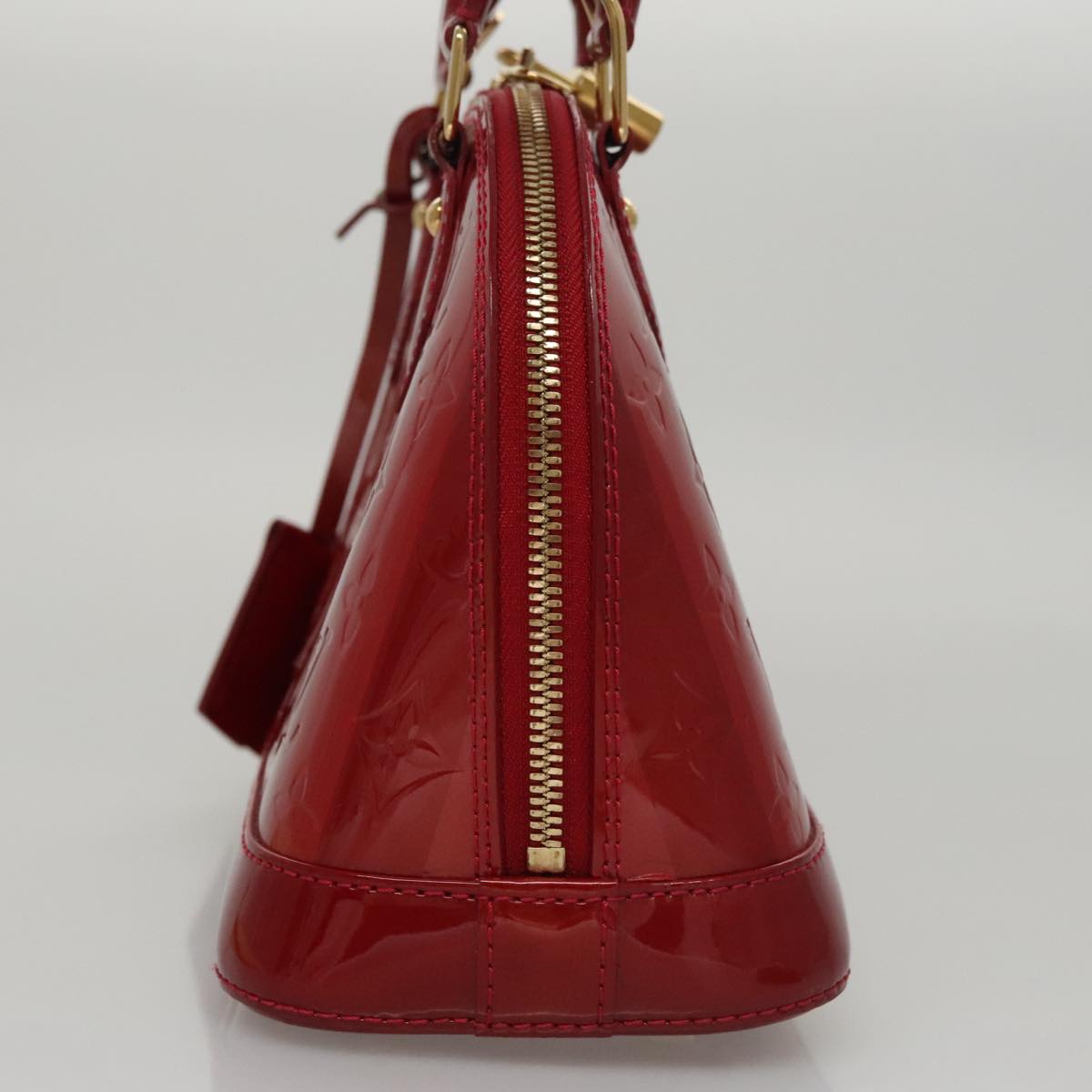 LOUIS VUITTON Vernis Rayure Alma BB Bag 2way Pomme D'amour M91593 Auth 105512AV