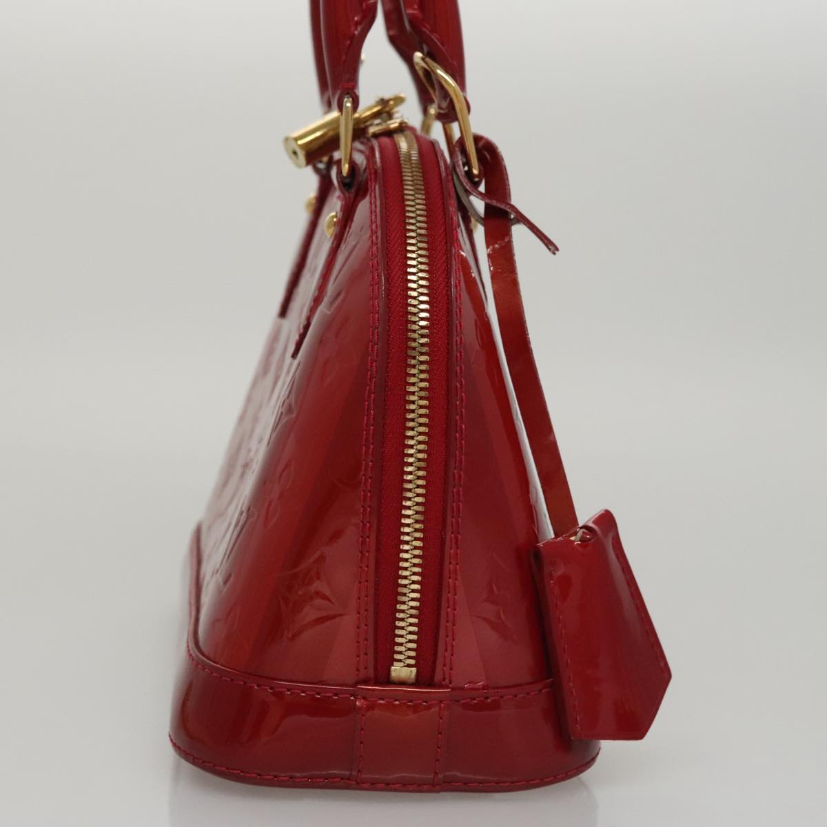LOUIS VUITTON Vernis Rayure Alma BB Bag 2way Pomme D'amour M91593 Auth 105512AV