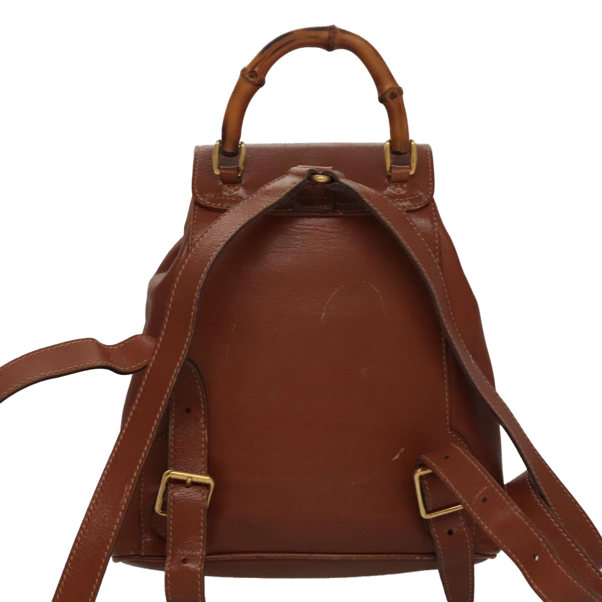 GUCCI Bamboo Backpack Leather Brown Auth 105530