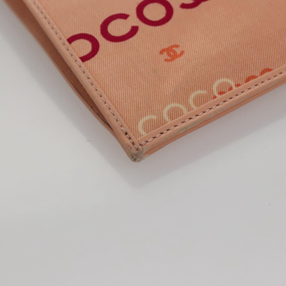 CHANEL Chain COCO Tote Bag Canvas Pink Gold CC Auth 105536