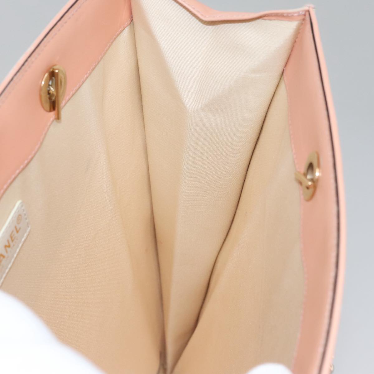 CHANEL Chain COCO Tote Bag Canvas Pink Gold CC Auth 105536