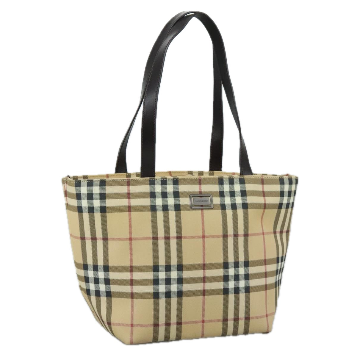 BURBERRY Nova Check Tote Bag PVC Leather Beige Auth 105550