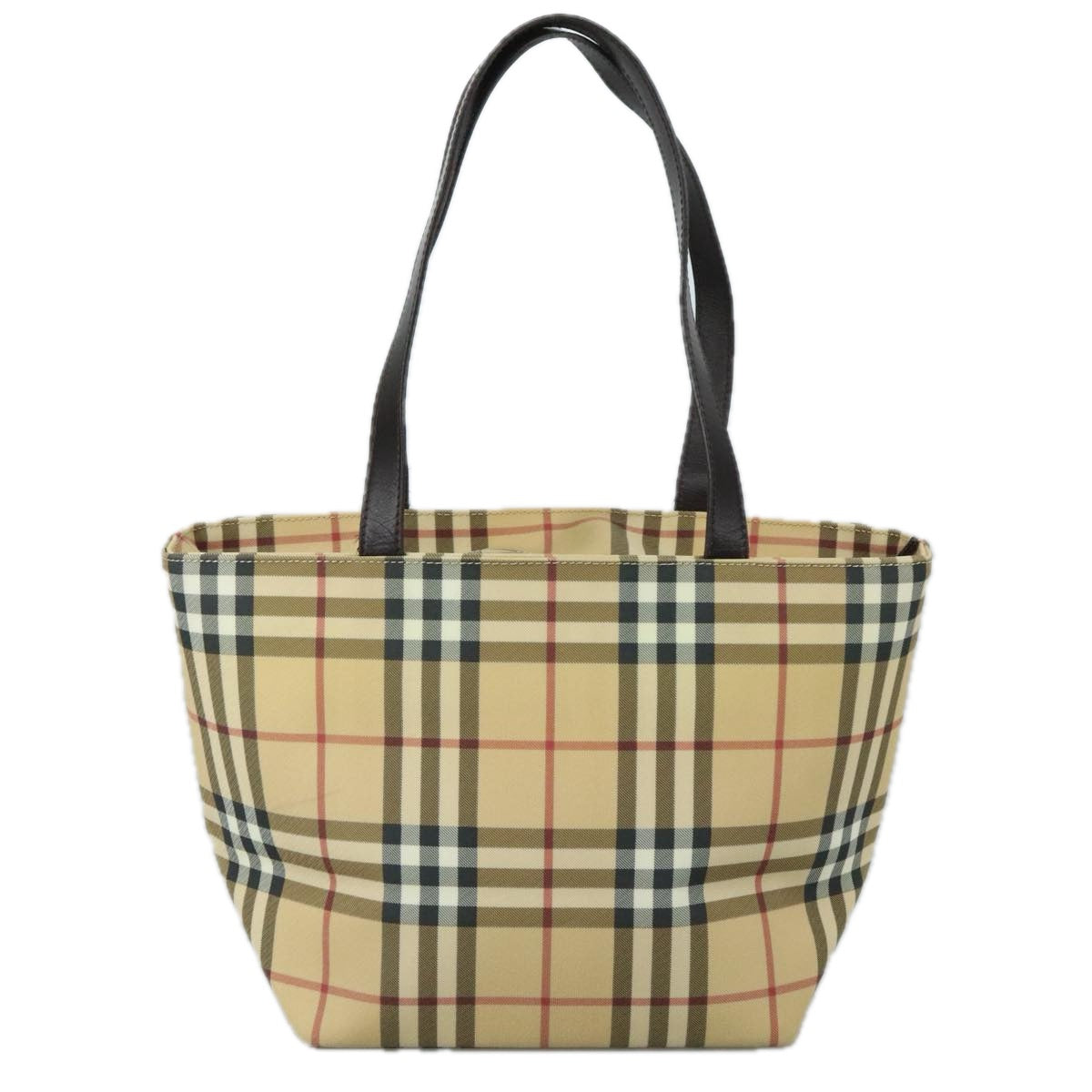 BURBERRY Nova Check Tote Bag PVC Leather Beige Auth 105550