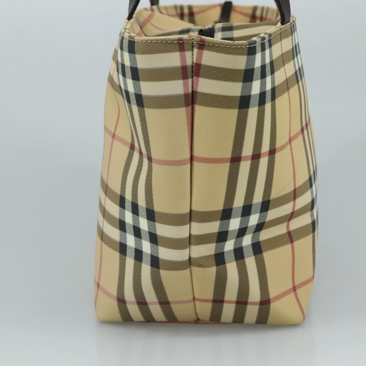 BURBERRY Nova Check Tote Bag PVC Leather Beige Auth 105550