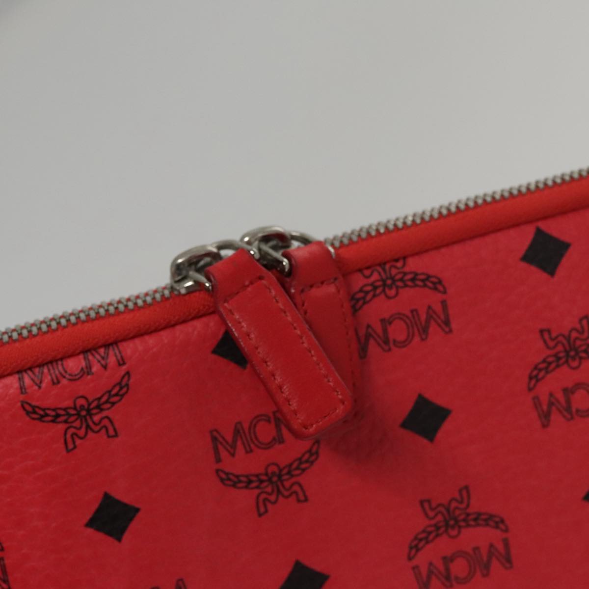 MCM Vicetos Logogram Clutch Bag PVC Red Auth 105618