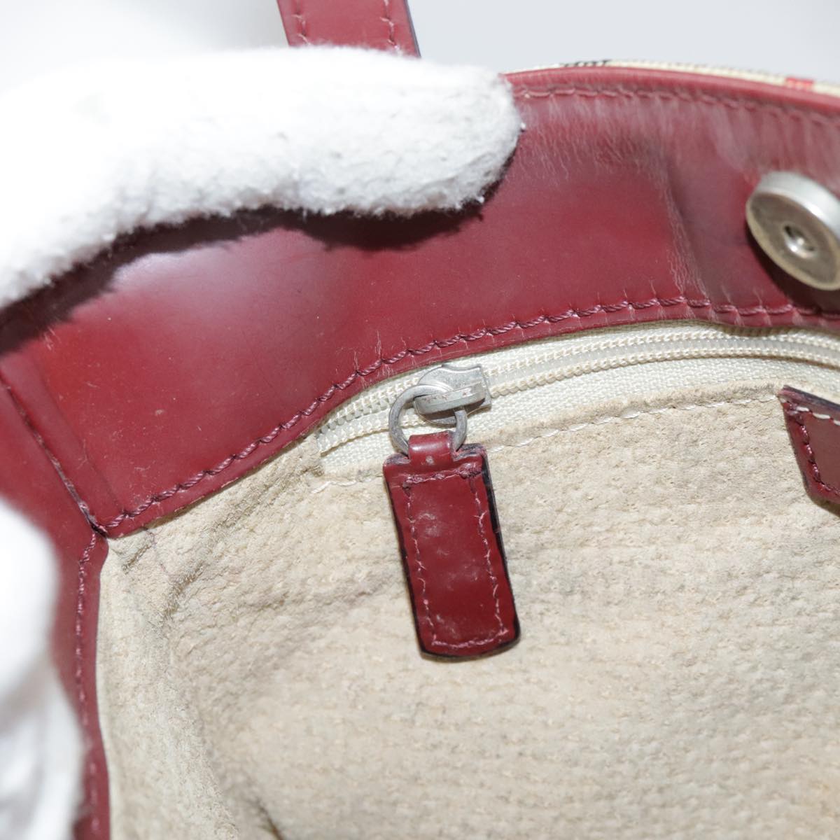 BURBERRY Nova Check Hand Bag PVC Leather Beige Auth 105625