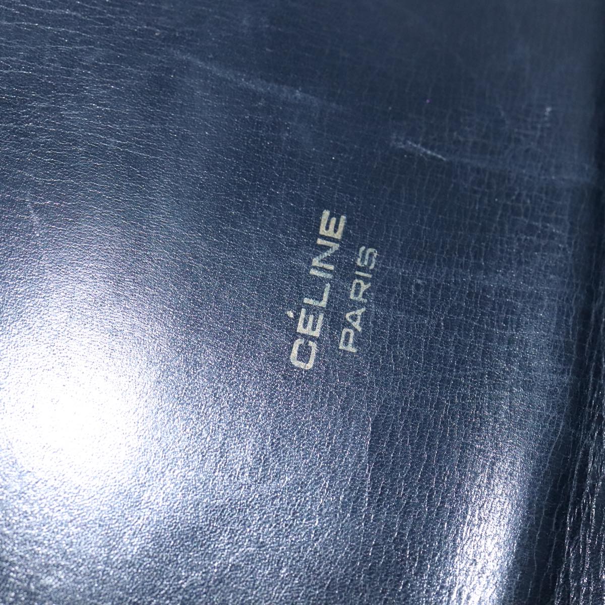 CELINE C Sulky Shoulder Bag Canvas Leather Navy Auth 105626