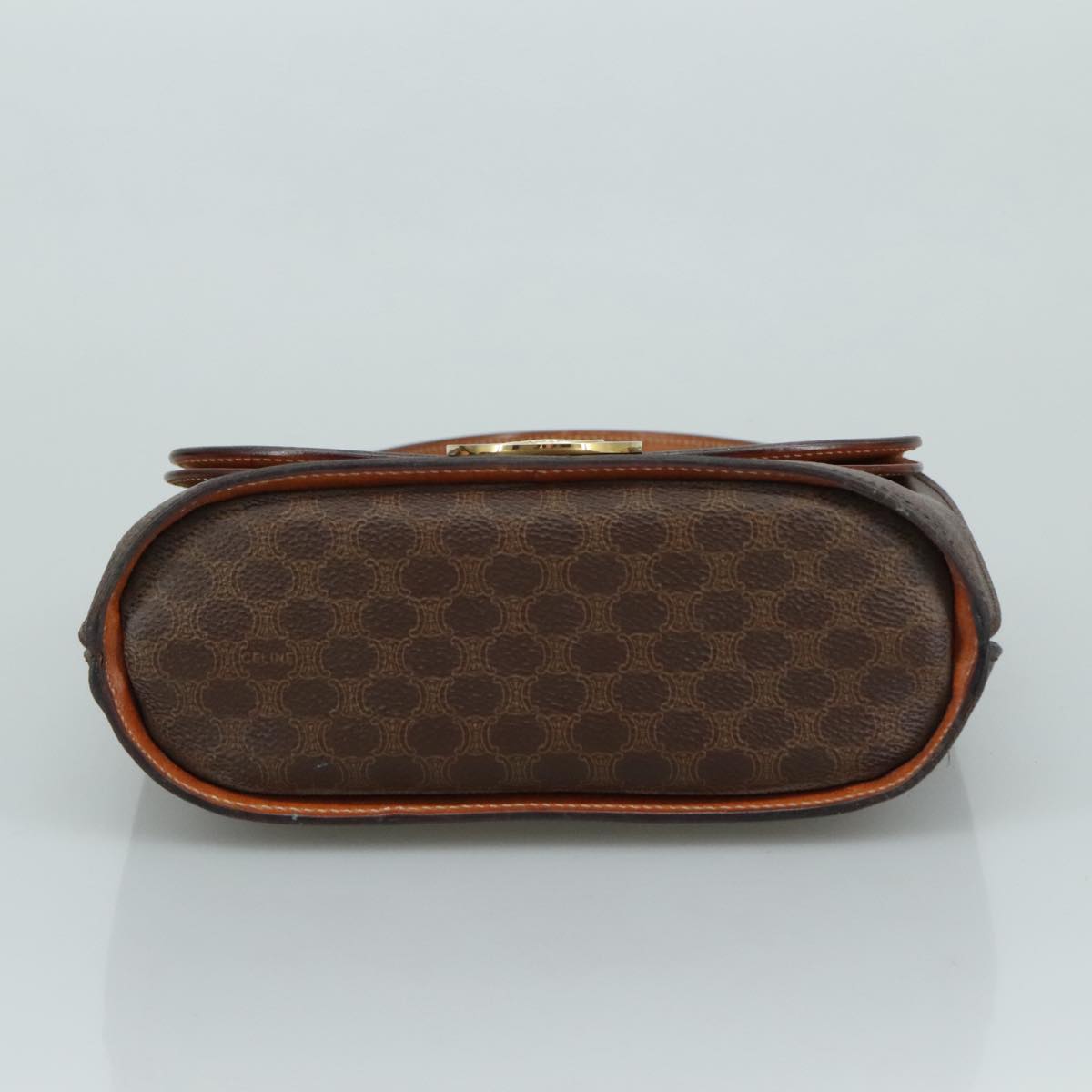 CELINE Macadam Canvas Hand Bag PVC Leather Brown Gold Auth 105628V