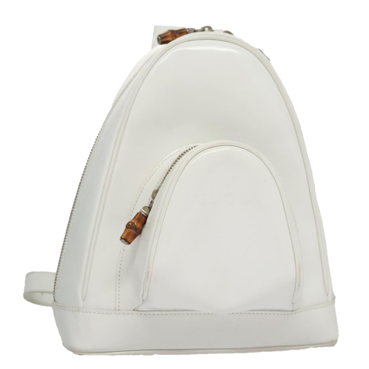 GUCCI Bamboo Backpack Leather White Auth 105680