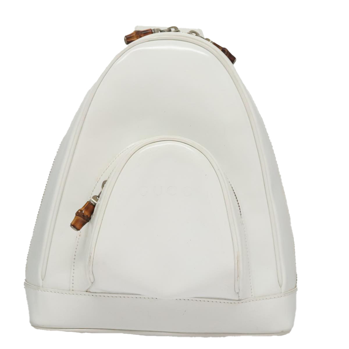 GUCCI Bamboo Backpack Leather White Auth 105680