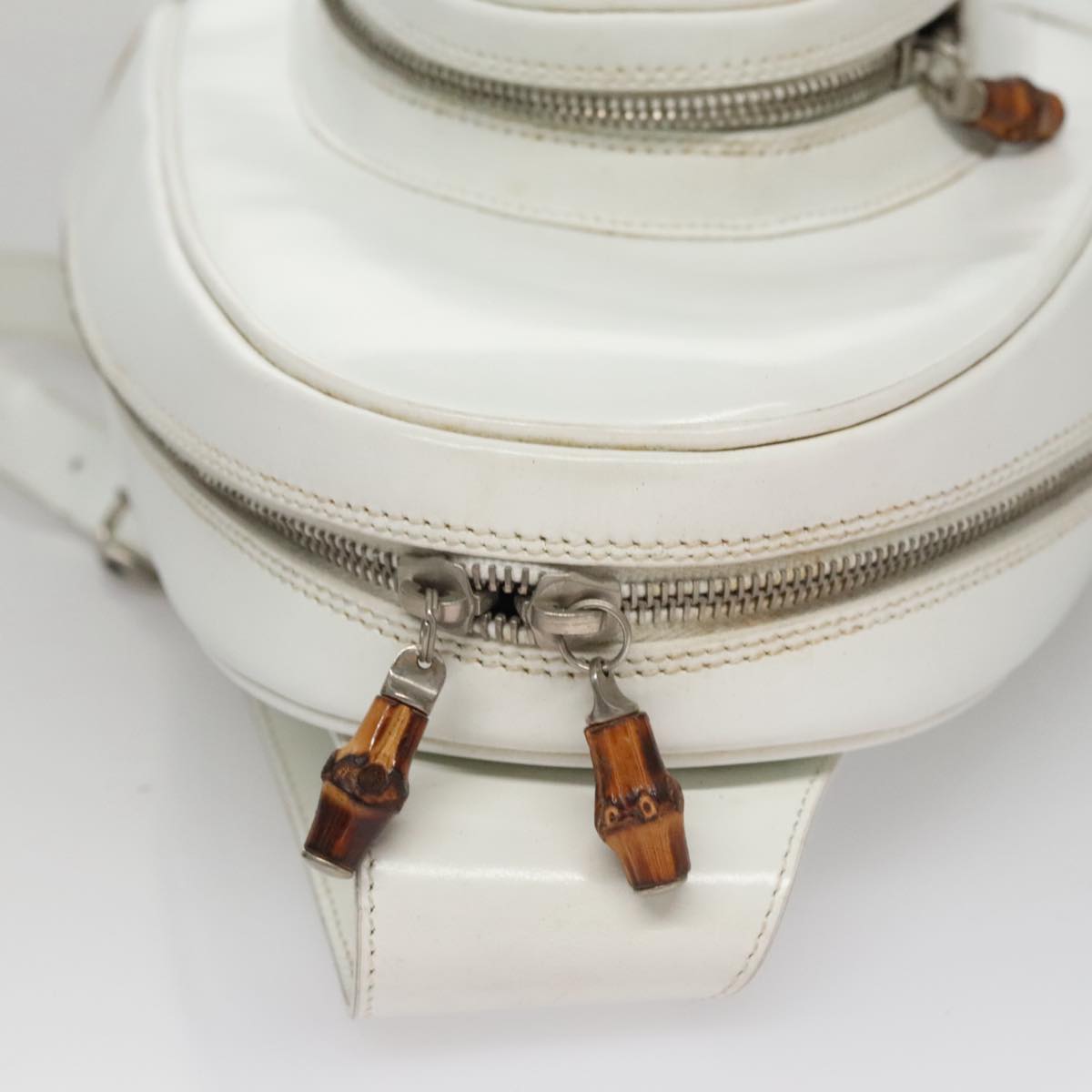 GUCCI Bamboo Backpack Leather White Auth 105680