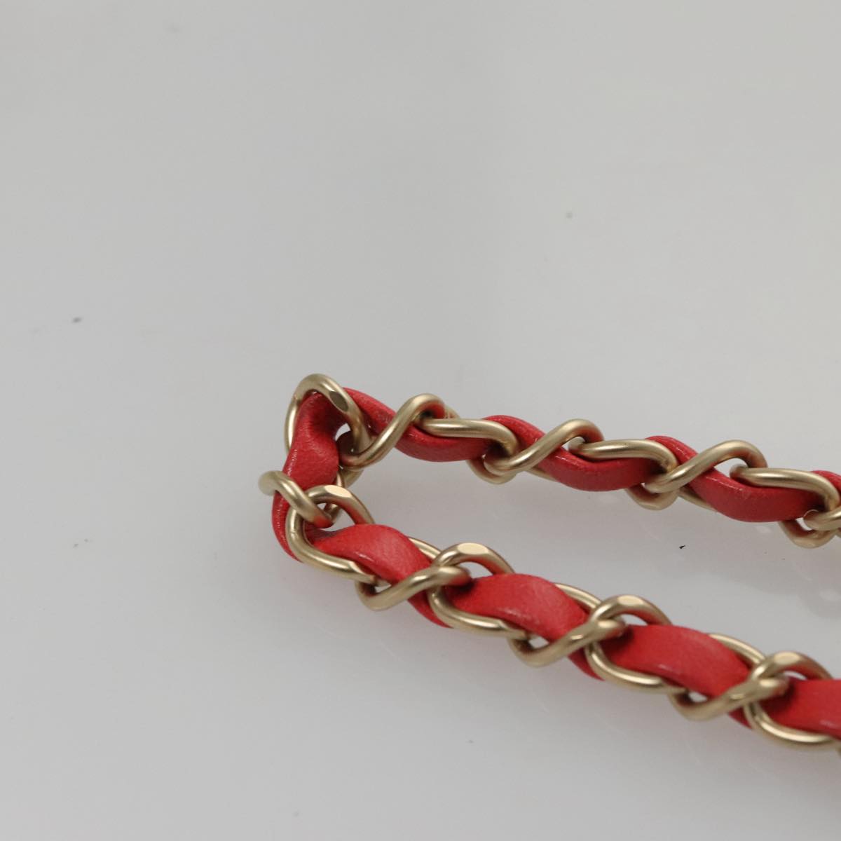 CHANEL Chain Second Bag Patent Leather Red Silver CC Auth 105697