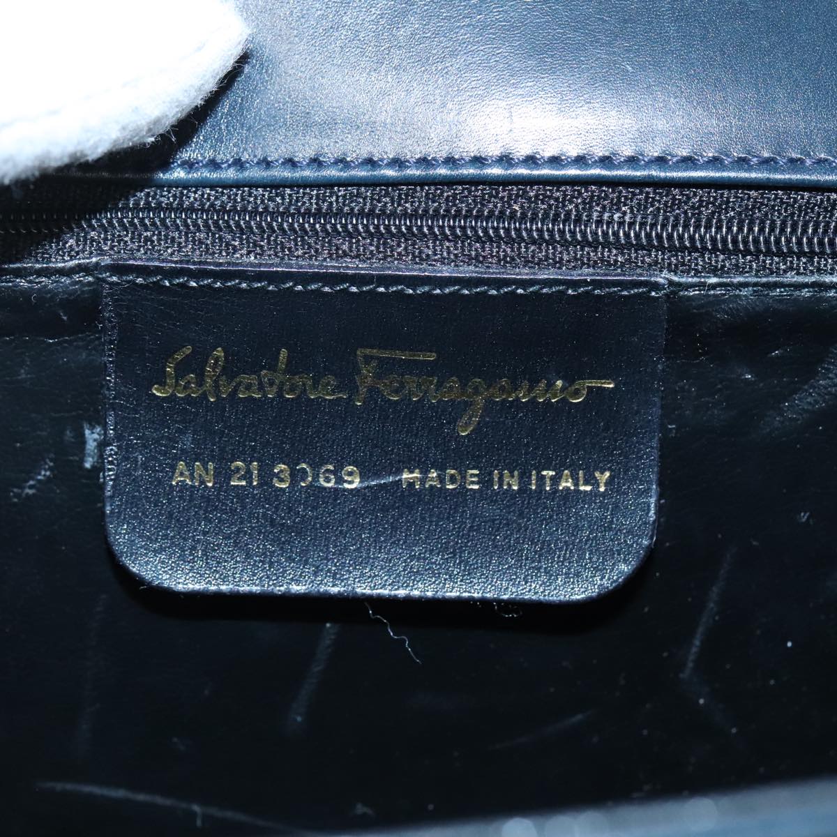 Salvatore Ferragamo Hand Bag Leather 2way Black Gold Auth 105702