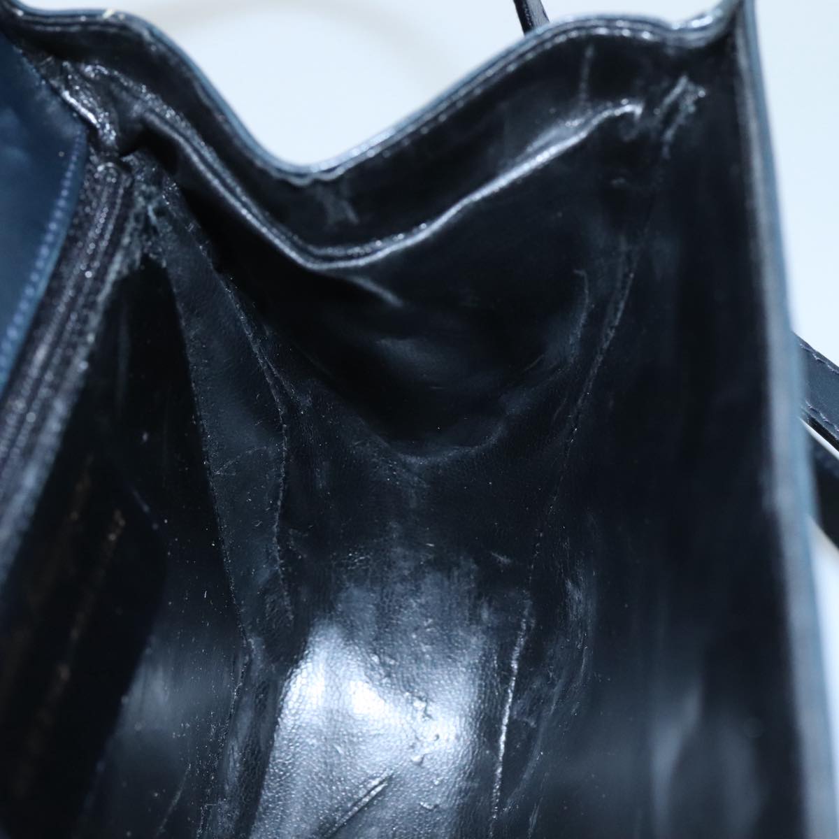 Salvatore Ferragamo Hand Bag Leather 2way Black Gold Auth 105702