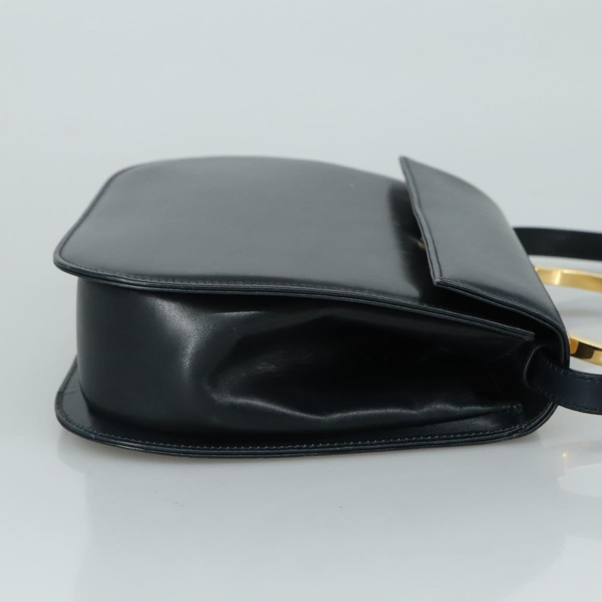 Salvatore Ferragamo Hand Bag Leather 2way Black Gold Auth 105702